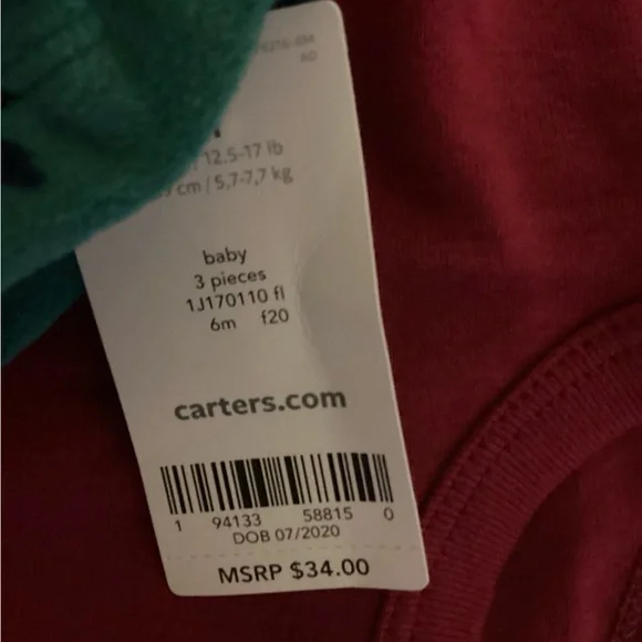 Carters 6 mo Floral Hooded Jacket w. Red Bodysuit & Jean NWT - Picture 6 of 7